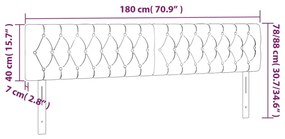 Κεφαλάρι Κρεβατιού LED Μαύρο 180x7x78/88 εκ. Υφασμάτινο - Μαύρο