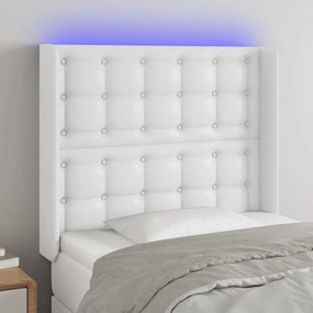 Κεφαλάρι Κρεβατιού LED Λευκό 93x16x118/128 εκ. Συνθετ. Δέρμα - Λευκό