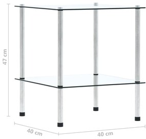 vidaXL Ραφιέρα 2 Επιπέδων Διαφανής 40 x 40 x 47 εκ. από Ψημένο Γυαλί