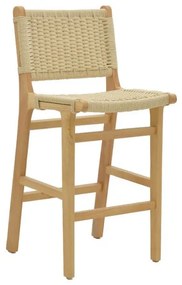 Σκαμπό Μπαρ Julien rubberwood Φυσικό-Έδρα Φυσικό Σχοινί 45x46x95εκ 263-000008 Pakoworld-263-000008-Μπεζ 263-000008