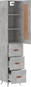 vidaXL Ντουλάπι Γκρι Σκυροδέματος 34,5x34x180 εκ. Επεξεργασμένο Ξύλο