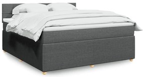 vidaXL Κρεβάτι Boxspring με Στρώμα Σκούρο Γκρι 180x200 εκ Υφασμάτιν