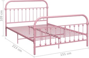 vidaXL Πλαίσιο Κρεβατιού Ροζ 140 x 200 εκ. Μεταλλικό