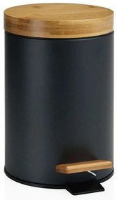 Κάδος Απορριμμάτων LBTAH-BA69080 Φ17x26cm 3lt Black-Brown Andrea House Metal,Bamboo