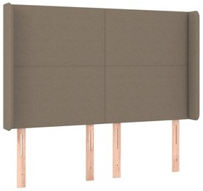 vidaXL Κρεβάτι Boxspring με Στρώμα &amp; LED Taupe 140x190 εκ. Υφασμάτινο