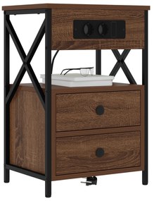 vidaXL Κομοδίνο 2 pcs Καφέ δρυς 40 x 31 x 60 εκ. Επεξεργασμένο ξύλο
