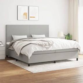 Κρεβάτι Boxspring με Στρώμα Ανοιχτό Γκρι 200x200 εκ. Υφασμάτινο - Γκρι