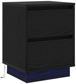 vidaXL Κομοδίνο με LED Φώτα Μαύρο 39x34.5x50 εκ.