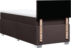 vidaXL Κρεβάτι Boxspring με Στρώμα Σκούρο Καφέ 100x200 εκ. Υφασμάτινο