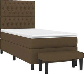 vidaXL Κρεβάτι Boxspring με Στρώμα Σκούρο Καφέ 90x200 εκ. Υφασμάτινο