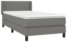 vidaXL Κρεβάτι Boxspring με Στρώμα Σκούρο Γκρι 100x200 εκ. Υφασμάτινο