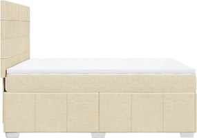 vidaXL Κρεβάτι Boxspring με Στρώμα Κρεμ 140x200 εκ. Υφασμάτινο