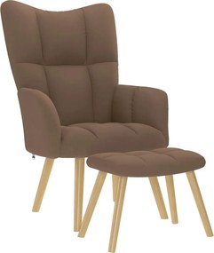 vidaXL Πολυθρόνα Relax Καφέ Υφασμάτινη με Υποπόδιο