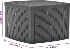 vidaXL Βοηθητικό Τραπέζι Ανθρακί 54 x 54 x 36,5 εκ. Πλαστικό