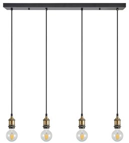 SE21-BR-10-4BL MAGNUM Bronze Metal Pendant with Black Fabric Cable+