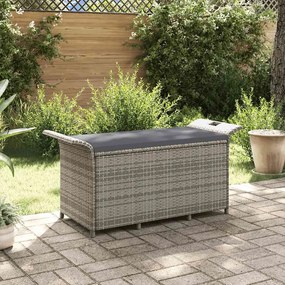 vidaXL Παγκάκι Κήπου με Μαξιλάρι Γκρι 116x46x57 εκ. από Συνθ. Ρατάν