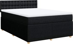 vidaXL Κρεβάτι Boxspring με Στρώμα Μαύρο 140x190 εκ. Υφασμάτινο