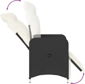 vidaXL Πολυθρόνες Κήπου Ανακλ/νες 2 τεμ. Μαύρες Συνθ. Ρατάν+Μαξιλάρια