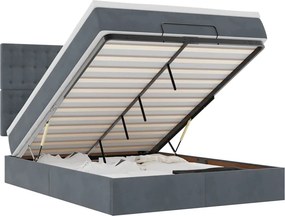 VidaXL Οθωμανικό κρεβάτι με στρώματα & LEDs Σκούρο γκρι Βελούδο