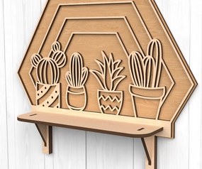 Σετ των 3 Intra απο ξύλο plywood 3mm-4mm πάχος Ράφι τοίχου Κάκτου – Δίασταση 15x15 cm INTRAFABR-118541978