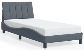 vidaXL Σκελετός Κρεβατιού Χωρίς Στρώμα Σκ. Γκρι 90x190 εκ. Βελούδινο