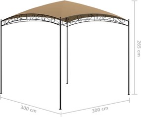 vidaXL Κιόσκι Taupe 3 x 3 x 2,65 μ. 180 γρ./μ²