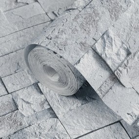 vidaXL Ταπετσαρία 3D με Σχέδιο Πέτρας Ανοιχτό Γκρι