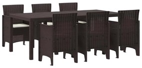 vidaXL Σέτ φαγητού για κήπο 7 pcs Καφέ Rattan Polt