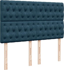vidaXL Κρεβάτι Boxspring με Στρώμα Μπλε 160x200 εκ. Βελούδινο