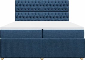 vidaXL Κρεβάτι Boxspring με Στρώμα Μπλε 200x200 εκ. Υφασμάτινο