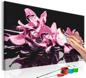 Πίνακας για να τον ζωγραφίζεις - Pink Orchid (Black Background) 60x40
