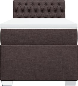 vidaXL Κρεβάτι Boxspring με Στρώμα Σκούρο Καφέ 80x200 εκ. Υφασμάτινο