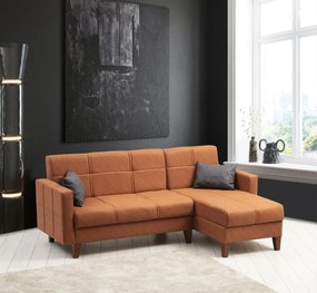 Γωνιακός Καναπές Κρεβάτι Κεραμιδί POLYA 130x216x86