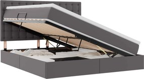 vidaXL Κρεβάτι Αποθήκης με στρώμα Γκρι 160 x 200 cm Τεχνητό Δέρμα