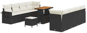 vidaXL Σετ Καναπέ Κήπου 11 pcs Μαύρο και κρεμ 90 x 55 x 71 cm