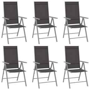 vidaXL Σετ Τραπεζαρίας Κήπου 7 Τεμαχίων Ασημί / Μαύρο από Αλουμίνιο