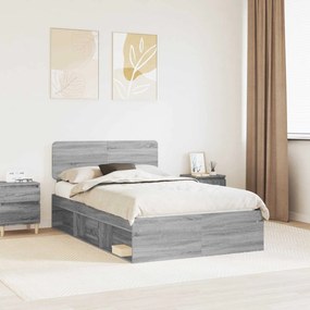 vidaXL Σκελετός Κρεβατιού Γκρι Sonoma 135 x 190 cm