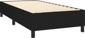 vidaXL Κρεβάτι Boxspring με Στρώμα &amp; LED Μαύρο 100x200 εκ. Υφασμάτινο