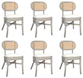 Καρέκλες Τραπεζαρίας 6 τεμ. Γκρι από Λινό Ύφασμα - Γκρι