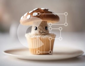 Intra Συλλεκτικό Ξύλινο Παζλ Plywood  4mm - Ανάποδο Cupcake με μανιτάρια σε λευκό πιάτο Σε Ξύλινο Κουτί - Διαστάσεις: 10x10 cm – 25 κομμάτια