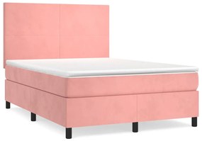 ΚΡΕΒΑΤΙ BOXSPRING ΜΕ ΣΤΡΩΜΑ ΡΟΖ 140X200 ΕΚ. ΒΕΛΟΥΔΙΝΟ 3142910