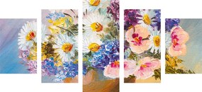 5 μέρη εικόνα ελαιογραφία με καλοκαιρινά λουλούδια
