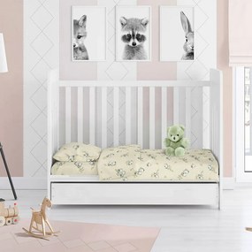 Σεντόνια Βρεφικά Σετ 3τμχ Birds 16 Ecru DimCol Κούνιας 100% Cotton Flannel