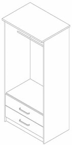Ντουλάπα ρούχων δίφυλλη OLYMPUS pakoworld χρώμα castillo-toro 81x57x183εκ