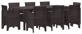 vidaXL Σέτ φαγητού για κήπο 9 pcs Καφέ Rattan Polt