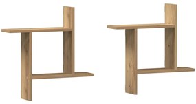 vidaXL Ραφιέρες Τοίχου 2 τεμ. Αρτισιανή Δρυς 50x12x50 εκ. Επεξ. Ξύλο