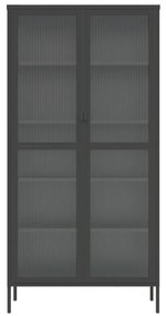 vidaXL Ψηλό Ντουλάπι Μαύρο 85 x 40 x 180 εκ. από Γυαλί και Ατσάλι