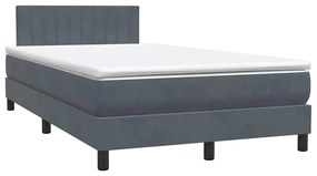 vidaXL Box Spring Κρεβάτι με στρώμα Σκούρο γκρι 120x220 cm Βελούδινο