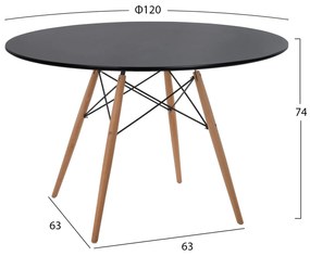 Σετ τραπεζαρίας MAGGIE C21187 5τμχ σε Μαύρο MDF TOP &amp; Καρέκλα Πολυπροπυλενίου 120x120x74 εκ.