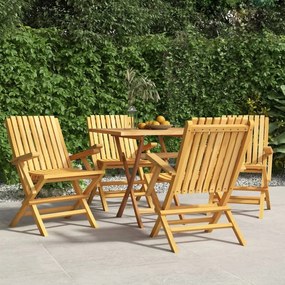 Καρέκλες Κήπου Πτυσσόμενες 4 τεμ. 61x67x90 εκ. Μασίφ Ξύλο Teak - Καφέ